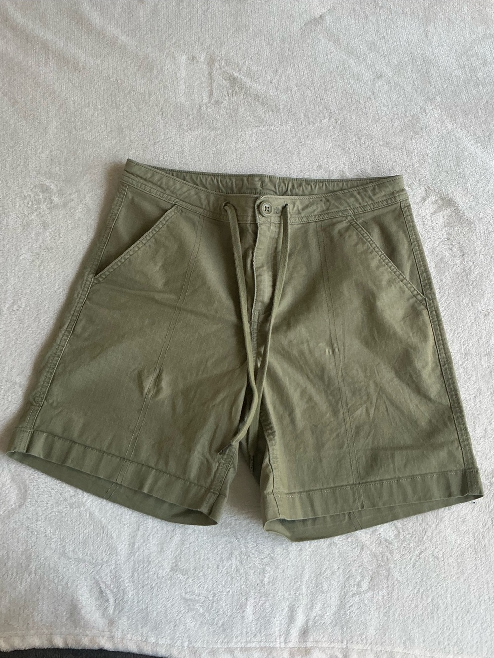 Eddie Bauer Olive Green Flat Front Drawstring Shorts